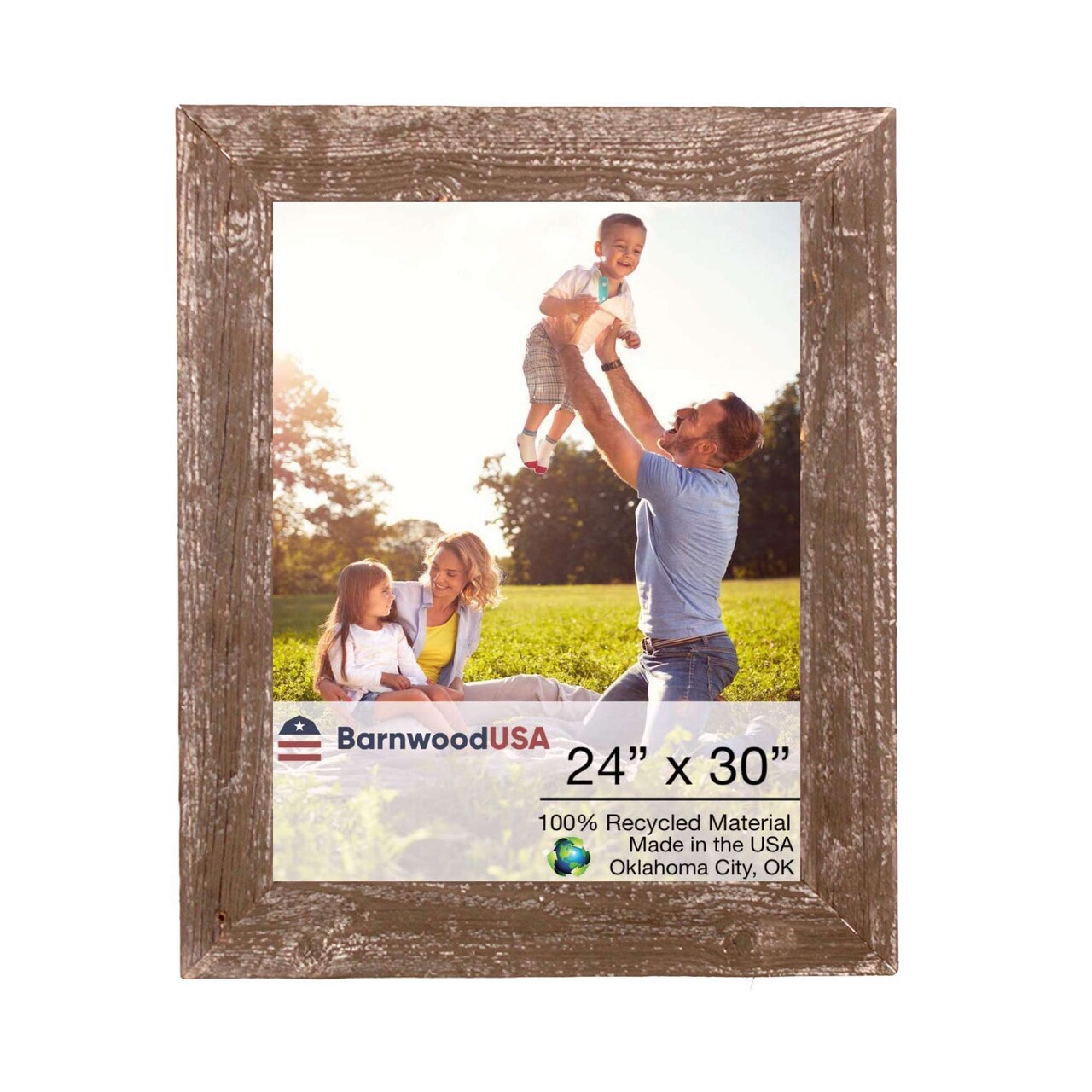 Rustic Farmhouse 24 in. x 30 in. Reclaimed Wood Picture Frame